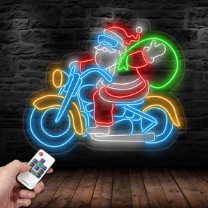 Santa Claus Riding A Motorcycle Neon Sign, Christmas Led Sign, Santa Led Light, Merry Christmas Neon Light, Christmas Decoration