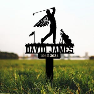 Personalized Golfing in Heaven Memorial Stake: A heartfelt grave marker and garden decor, perfect for honoring a golfer.