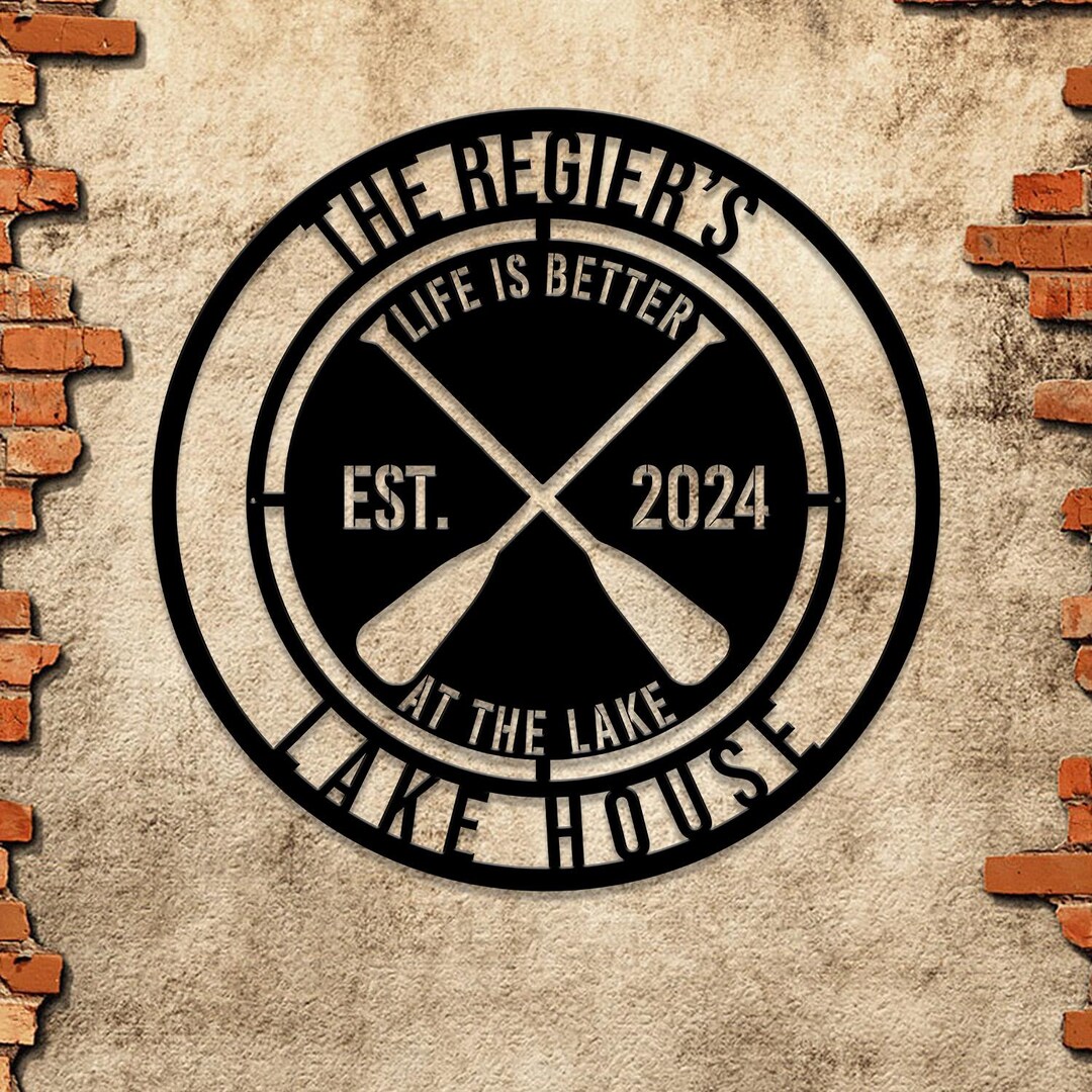 Personalized Lake House Metal Sign: Custom Family Name Sign, Lakehouse ...