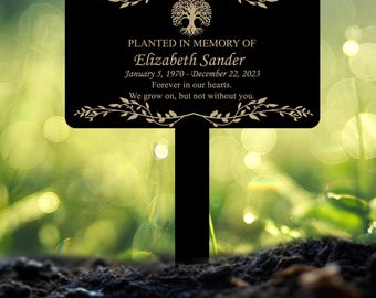 Custom Memorial Tree Plaque: Personalized engraved sign with stake, available in multiple colors. Perfect for gifting, honoring loved ones