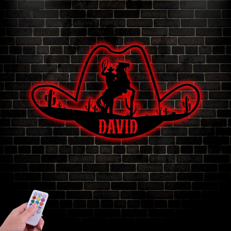 Custom Cowboy Hat Metal Sign, Personalized Rodeo Wall Art, Western ...