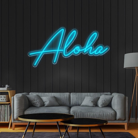 Aloha Neon Sign - Hawaiian Tropical LED Wall Art Beach House Home