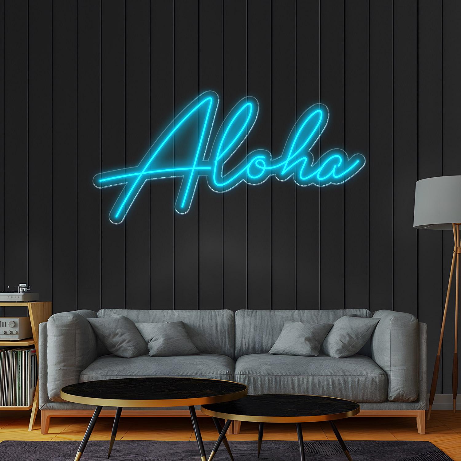 Aloha Neon Sign - Hawaiian Tropical LED Wall Art Beach House Home