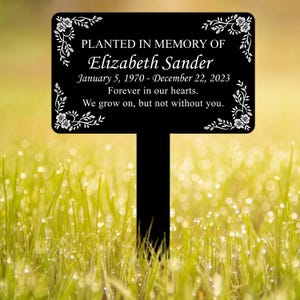 Estaca conmemorativa personalizada con árbol, lápida personalizada, estaca conmemorativa de metal, placa conmemorativa personalizada, decoración de jardín, placa conmemorativa