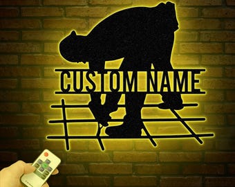 Personalized Ironworker LED Metal Sign – Custom Welder Name Sign – Unique Ironworker Wall Decor – Xmas or Birthday Gift for Ironworker Dad