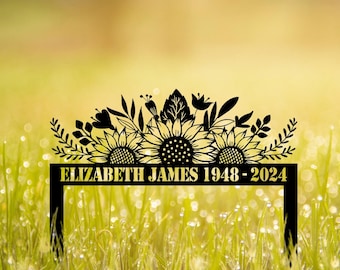 Personalisierte Sonnenblumen Gedenkplakette Pfahl: Ein von Herzen kommendes Geschenk für den Verlust einer Mutter. Perfekt für Erinnerung, Sympathie.