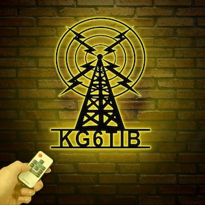 Custom Ham Radio Metal Sign with LED Light, Personalized Amateur Radio Name Sign, Radio Operator Decoration, Amateur Call Sign
