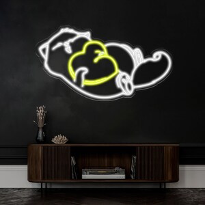Adorable Cat Neon Sign - Custom Kitty LED Sign with Heart, Cozy Pet Room Decor, Cute Cat Lover Gift, Bedroom Wall Art Neon Light