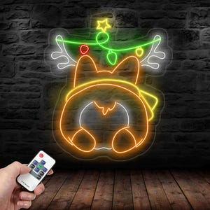 Corgi Butt Christmas Neon Sign – Color-Changing LED Wall Art – Unique Holiday Decor for Dog Lovers and Pet-Themed Decorations
