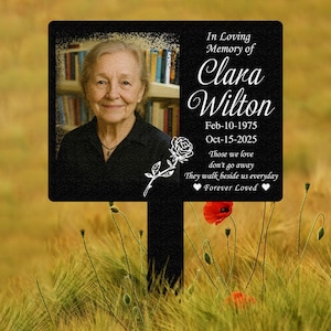 Custom Photo Memorial Sign with Stake, Photo Grave Marker, Personalized Cemetery Sign, Sympathy Gift, Memorial Gift, Remembrance Plaque gift
