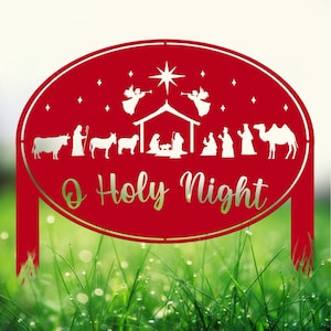 Estaca metálica para jardín &quot;Oh, Noche Santa&quot;: Celebra la Navidad con esta elegante decoración para exteriores. El regalo perfecto para difundir el verdadero espíritu navideño.