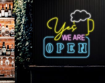 Personalized We Are Open Neon Sign, Custom Name Bar Neon Sign, Neon Sign Gifts, Neon Sign for Dad, Christmas Gift Neon, Man Cave, Bar Sign