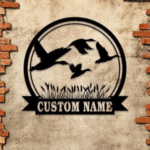 Custom Duck Hunting Metal Sign with LED Light – Personalized Hunter Name Sign. Perfect for cabin decor, housewarming or gifts for hunters