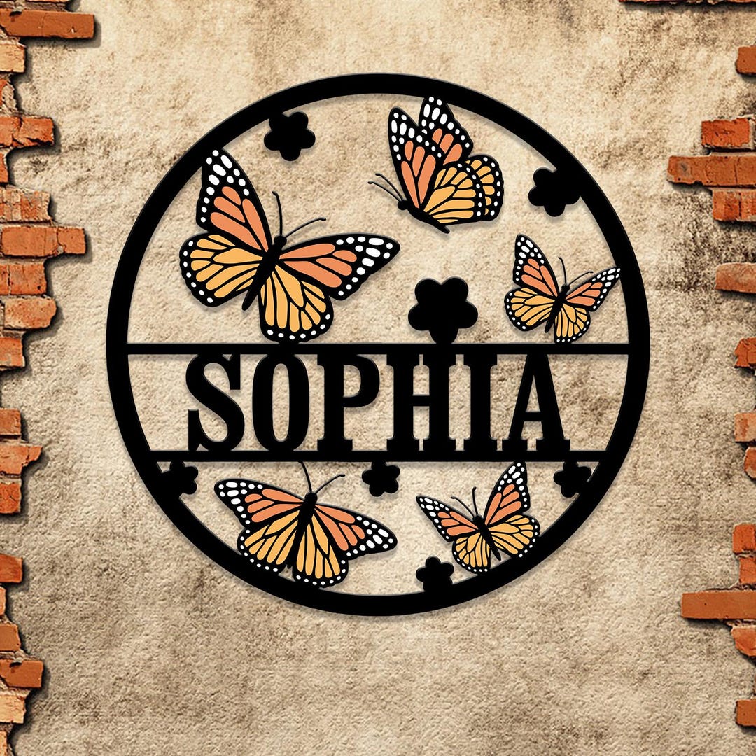 Custom Butterfly Name Metal Sign, Personalized With Butterflies, Ideal ...