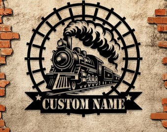 Custom Train Metal Wall Art Train Metal Sign Personalized Train Sign Railroad Sign Train Name Sign Train Driver Gift Christmas Gifts