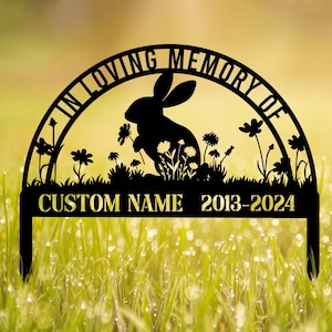 Personalized Rabbit Bunny Memorial Stake, Bunny Grave Marker, Metal Garden Stake, Remembrance Sign, Bunny Lover Sympathy Gift, Pet Loss Gift