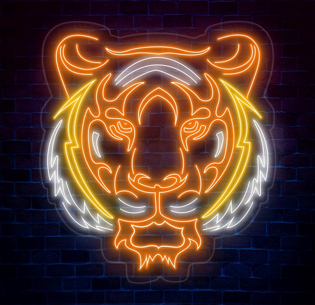 Tiger Head LED Neon Sign: Animal Wall Decor - Etsy