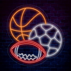 Football Soccer Basketball Neon Sign, Multi-Sport Led Sign, Custom Neon Sign, Football Soccer Shop Wall Decor, Gift For Him, Man Cave Sign
