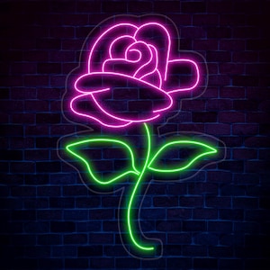 Pink Rose Flower Neon Sign, Rose Neon Light, Rose Led Light, Flower Room Wall Decor, Florist Neon Light, Rose Neon Light