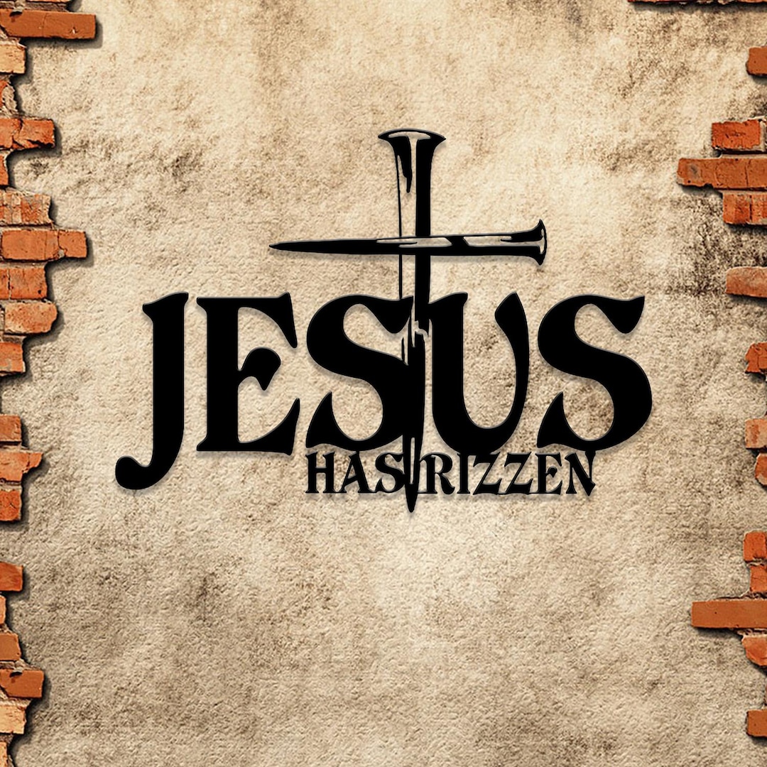 Jesus Has Rizzen Metal Wall Art With LED Light: Christian Line Art ...