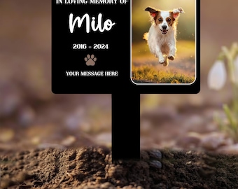 Custom Photo Dog Loss Memorial Stake, Personalized Pet Grave Marker, Photo Tribute Plaque for Bereaved Dog Owners, Dog Remembrance Decor
