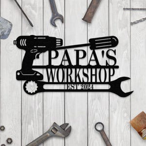Custom Metal Workshop Sign for Dad, Personalized Garage Wall Art, Handyman Carpenter Decor, Perfect Gift for Mechanics