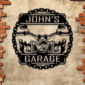 Custom Motorcycle Flaming Handlebars Metal Sign: Perfect for garage decor, personalized gifts for Dad. Ideal for birthdays, holidays.