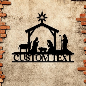 Custom Nativity Scene Metal Sign with LED Lights: Religious Wall Art, Christmas Decor. Perfect Christian Gift for Holidays.