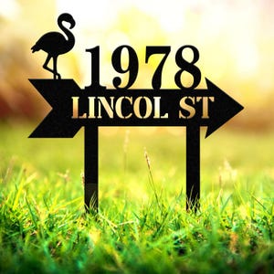 Custom Flamingo Address Sign, Flamingo Stake, Flamingo House Number Sign, Beach Flamingo Metal Sign, Tropical Metal Sign, Address Plaque