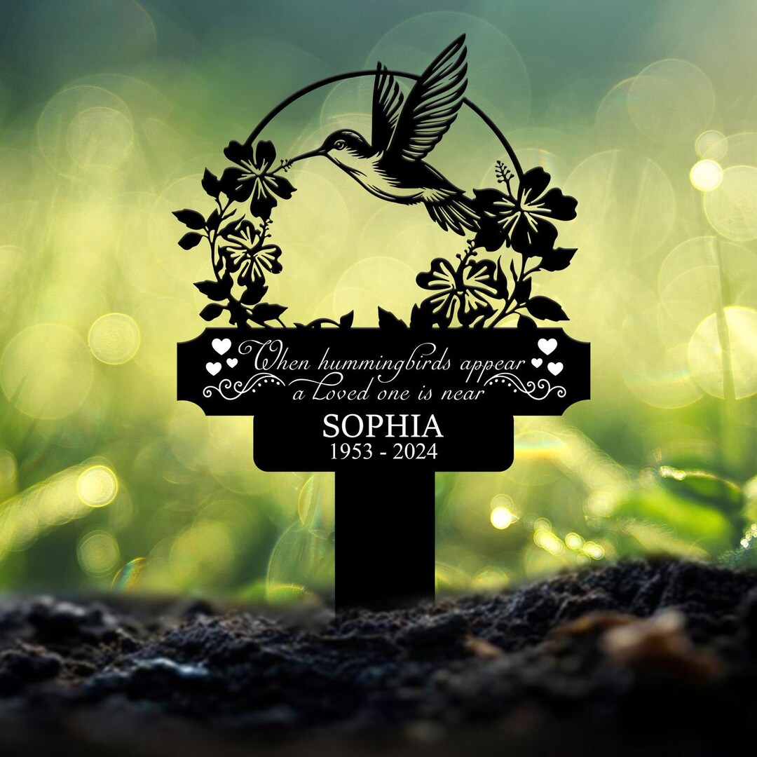 Personalized Hummingbird Memorial Plaque Stake,garden Stake, Sympathy ...