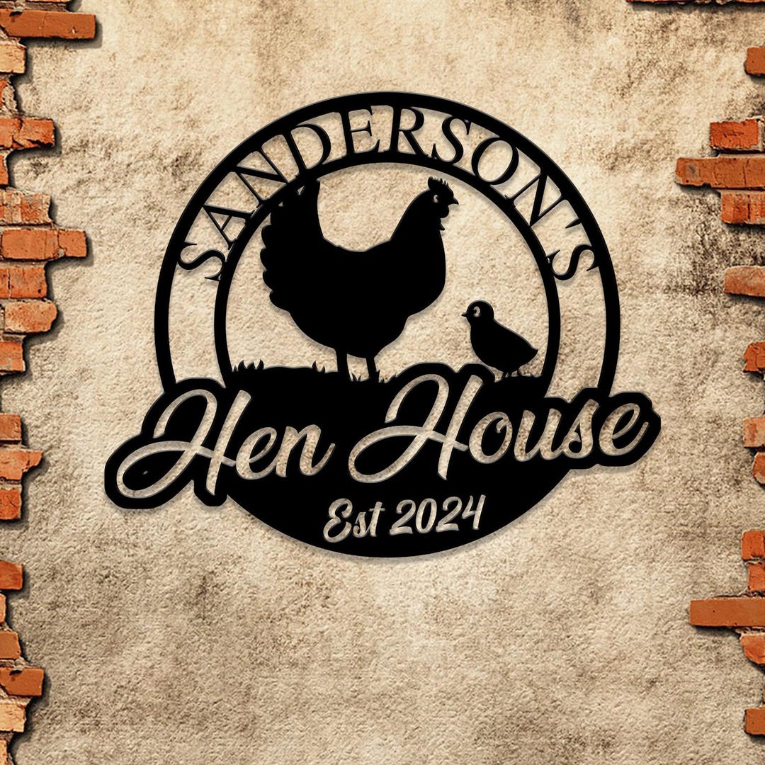 Hen Sign Customizable Hen House Sign With LED Light | Chicken Coop Metal Sign ...
