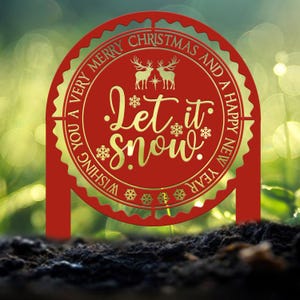 Estaca metálica para jardín &quot;Let it Snow&quot;: decoración navideña perfecta para exteriores. Ideal para alegrar las fiestas, decorar el porche y como regalo navideño.