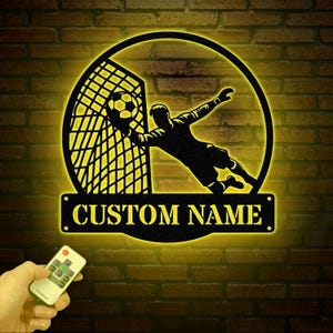 Soccer Metal Sign LED Light, Boys Room Decor, Soccer Coach Gift, Birthday Gift for Soccer Player, Personalized Soccer Name Sign, Xmas Gifts
