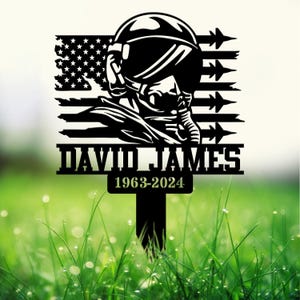 Personalized Air Force Memorial Stake - Custom Garden Metal Stake, Veteran Grave Marker. Ideal sympathy gift, honoring cherished memories