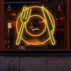Diner Fork Spoon Neon Sign, Cuisine Cutlery Led Sign, Custom Neon Sign, Restaurant Wall Decor, Kitchen Neon Sign, Dining Room Wall Art