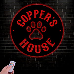 Personalized Pet Name Metal Sign, Custom Dog Sign for Wall, Dog House Name Plaque, Pet Name Décor, Dog Kennel Name Plate, Pet Signs for Home