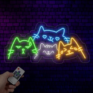 Adorable Cats Neon Sign - Custom Kitty LED Light, Funny Cat Lover Gift, Pet Shop Decor, Bedroom Wall Art, Perfect Gift for Kids