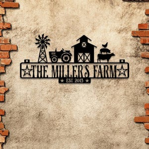 Custom Metal Farm Entrance Sign: Personalized Ranch Sign. Large family name plaque, perfect for established barn decor. Great family gift!