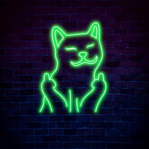 Funny Cat Neon Sign – Playful LED Neon Light for Home, Bar, or Game Room – Cool Cat Wall Art for Animal Lovers and Unique Decor