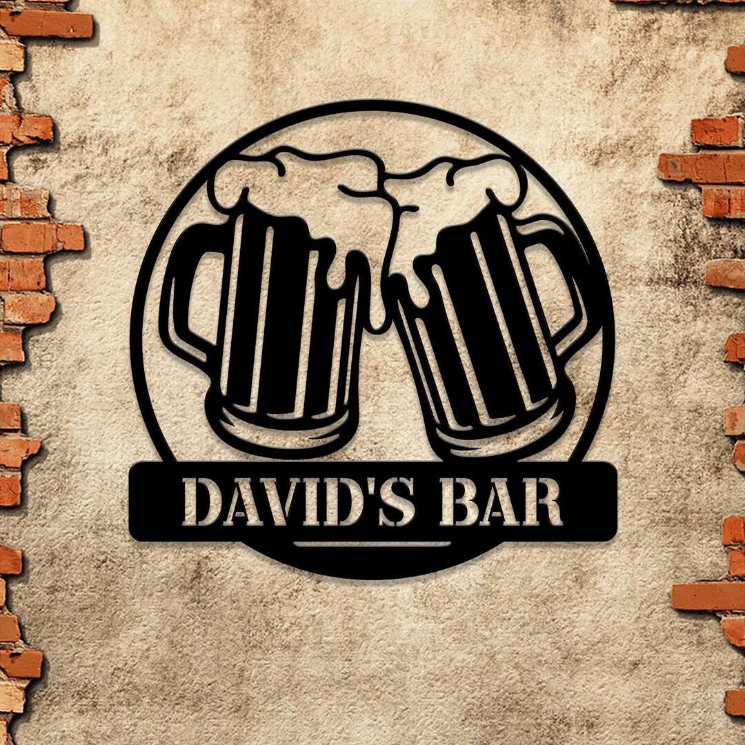 Custom Beer Bar Pub Metal Sign With LED Light – Personalized Beer Mug ...