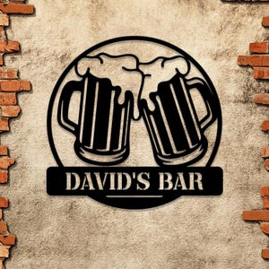 Custom Beer Bar Pub Metal Sign with LED Light – Personalized Beer Mug Cheers Name Sign. Perfect decor for man caves and n for beer lovers!