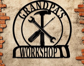 Custom LED Garage Metal Sign, Personalized Name Decor, Man Cave/Workshop Wall Art. Ideal for Dad’s garage, Father’s Day, or birthday gift