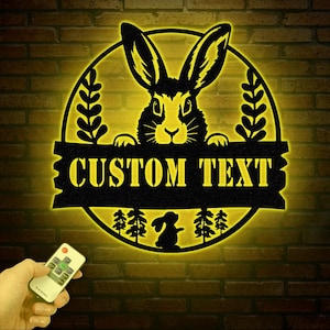 Custom Rabbit Metal Sign with Led Lights, Rabbit Lovers Gift, Farm Animals Wall Decor, Wall Hanging Metal Rabbit Sign, Gift For Farmer