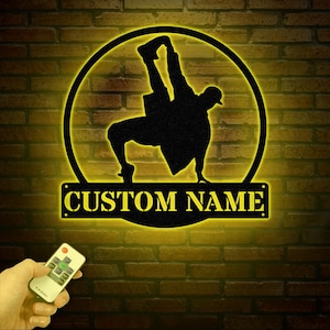 Custom Metal Break Dancing Sign with LED Light, Breakdancer Gift, Breakdancing Club Decor, Dance Wall Art, Personalized Boy Dance Name Sign
