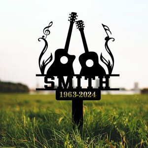 Personalized Guitar Memorial Stake. A Heartfelt Tribute for Guitarists ...