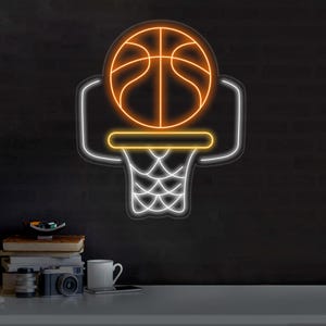 Basketball Hoop Neon Sign, Personalized Basketball Sign, Basketball Gift, Basketball Room Decor Wall, Gift For Boy, Basketball Decor Sign