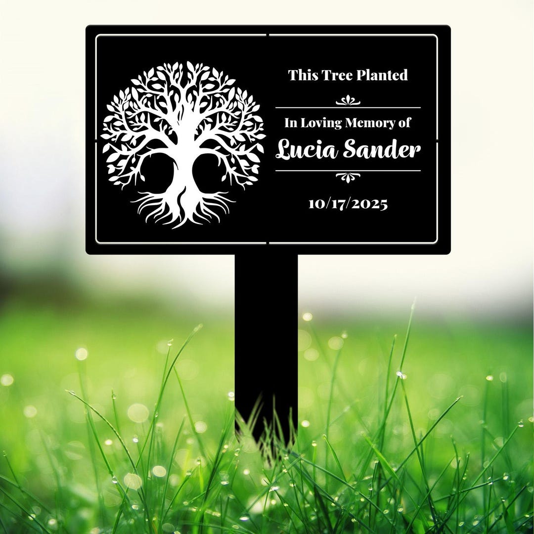 Custom Tree Memorial Plaque, Outdoor Memorial Sign, Engraved Tree Sign ...