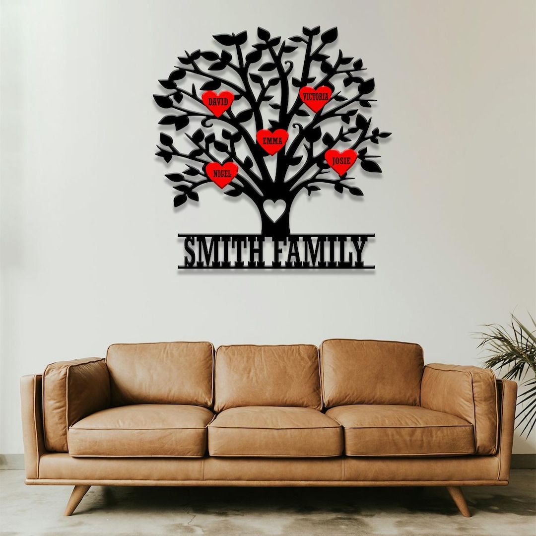 FAMILY TREE Metal Wall Art - Customizable Family Sign - Personalized ...