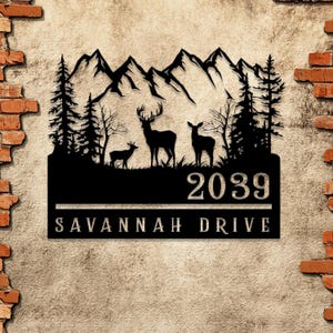 Custom Deer Address Sign, Metal Deer Sign, Deer Yard sign, Address Sign, Deer House Number Plaque, Yard Address sign, Antler Address sign
