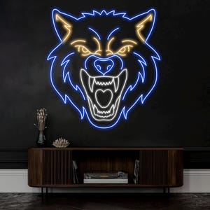 Fierce Wolf Neon Sign, Custom Wolf Wall Art, Animal Neon Light for Game Room, Cool Neon Art for Bar Decor, Gift for Wolf Lovers